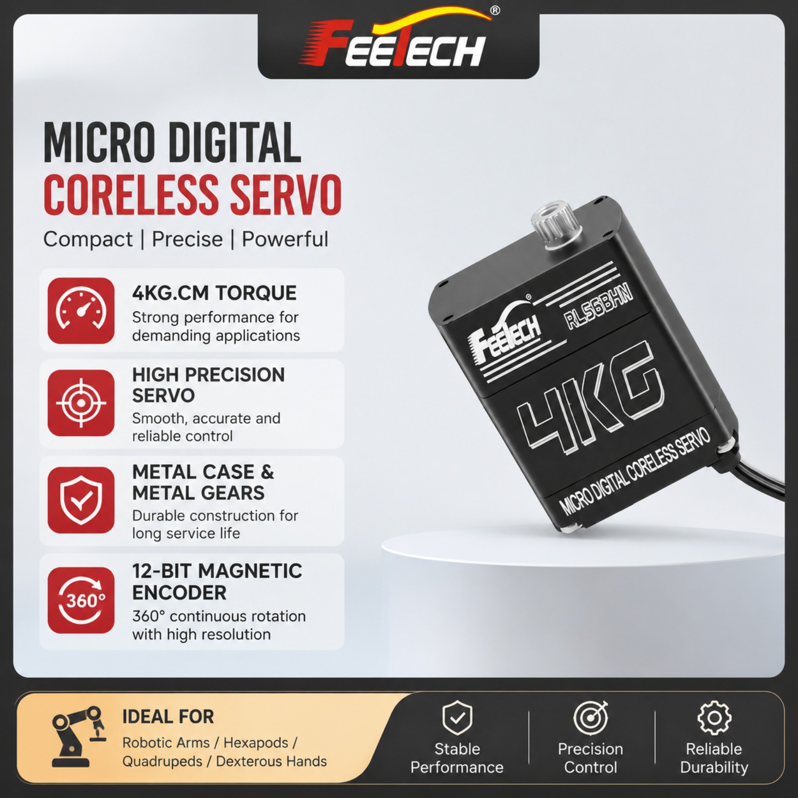 Feetech HL-3604-C001 Coreless  - đánh giá và giá Robot Arm Motor