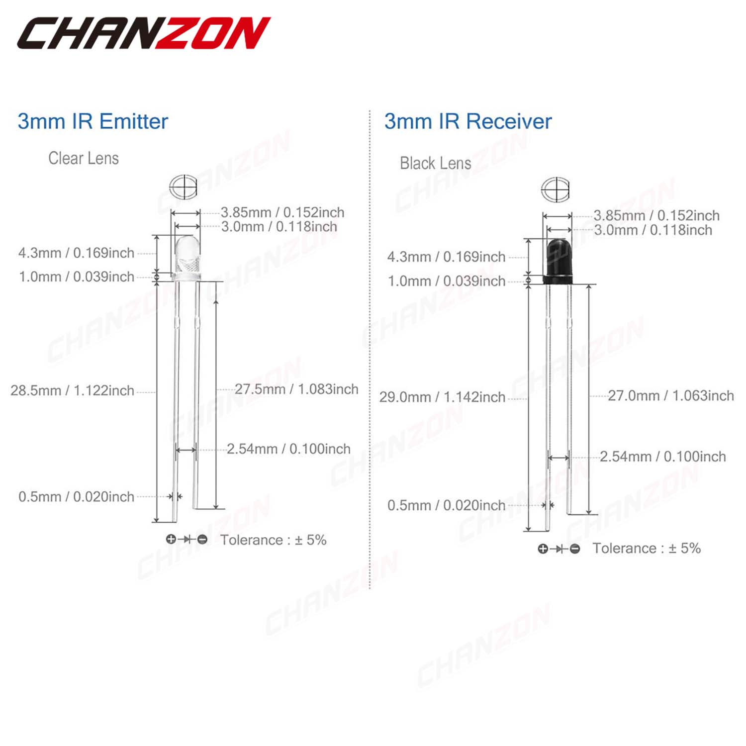 3mm 5mm 10mm IR LED Diode Tran - đánh giá và giá Science And Hobby